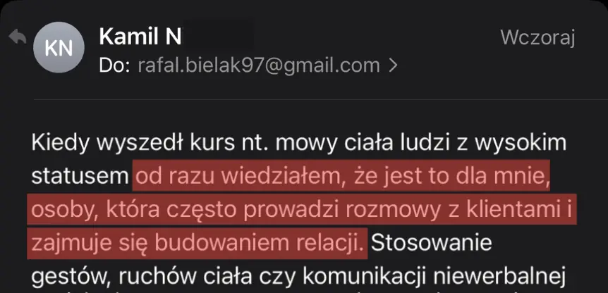 Opinia: Kamil N. (30 lat)